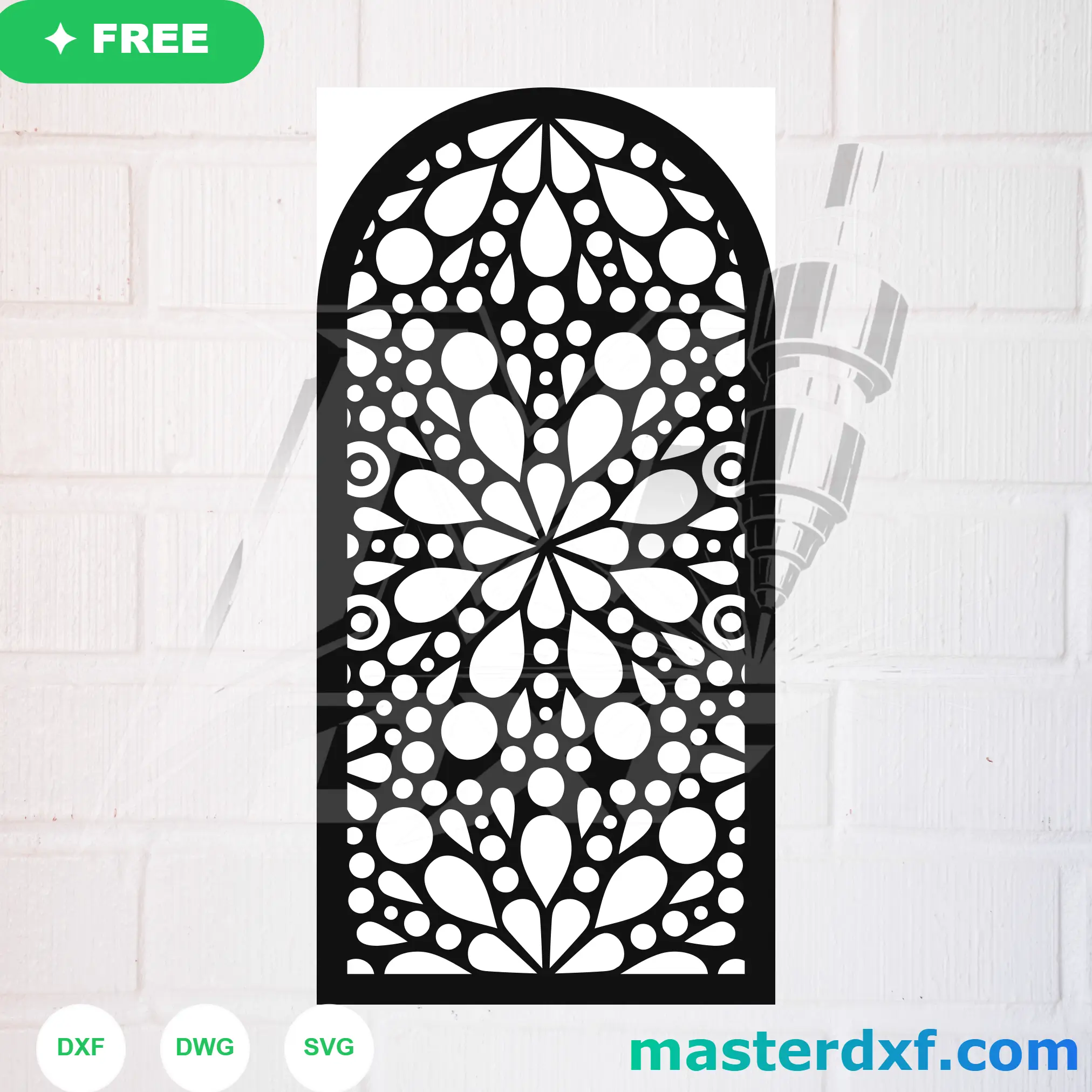 Arched Flower Mandala DXF Window Screen DXF File